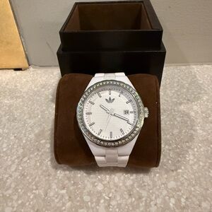Adidas White Watch with Crystal Detailing